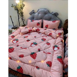 Trọn bộ 5 món ga gối chăn phao poly cotton nhiều mẫu 2021( gạt trái xem mẫu)