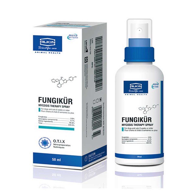 Xịt trị nấm fungikur chó mèo, trị viêm da, ghẻ, lở loét da chó mèo_50ml