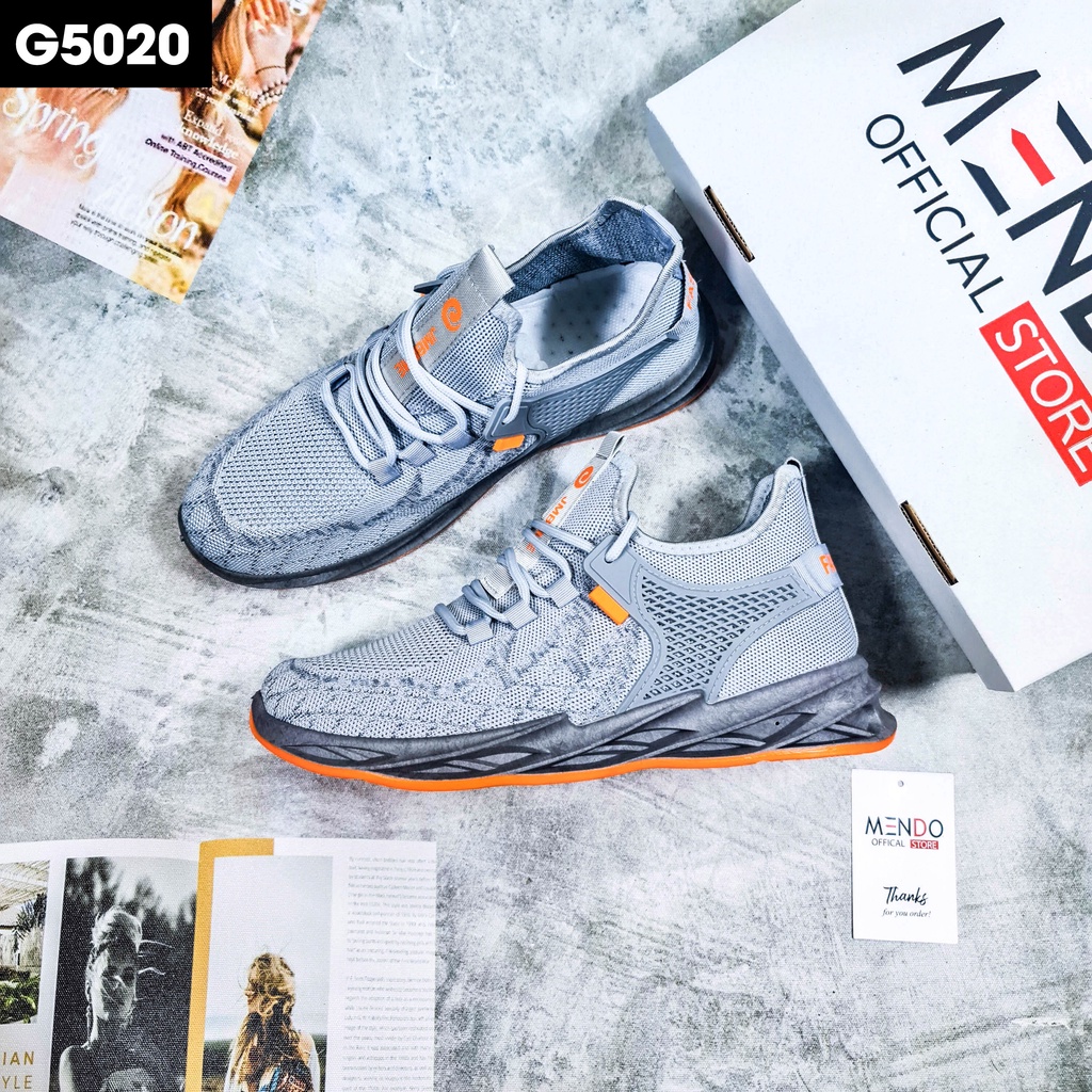 Giày Thể Thao Nam MENDO - Giày Sneaker Màu Đen - Xám, Phù Hợp Đi Chơi, Thể Dục Thể Thao - G5025
