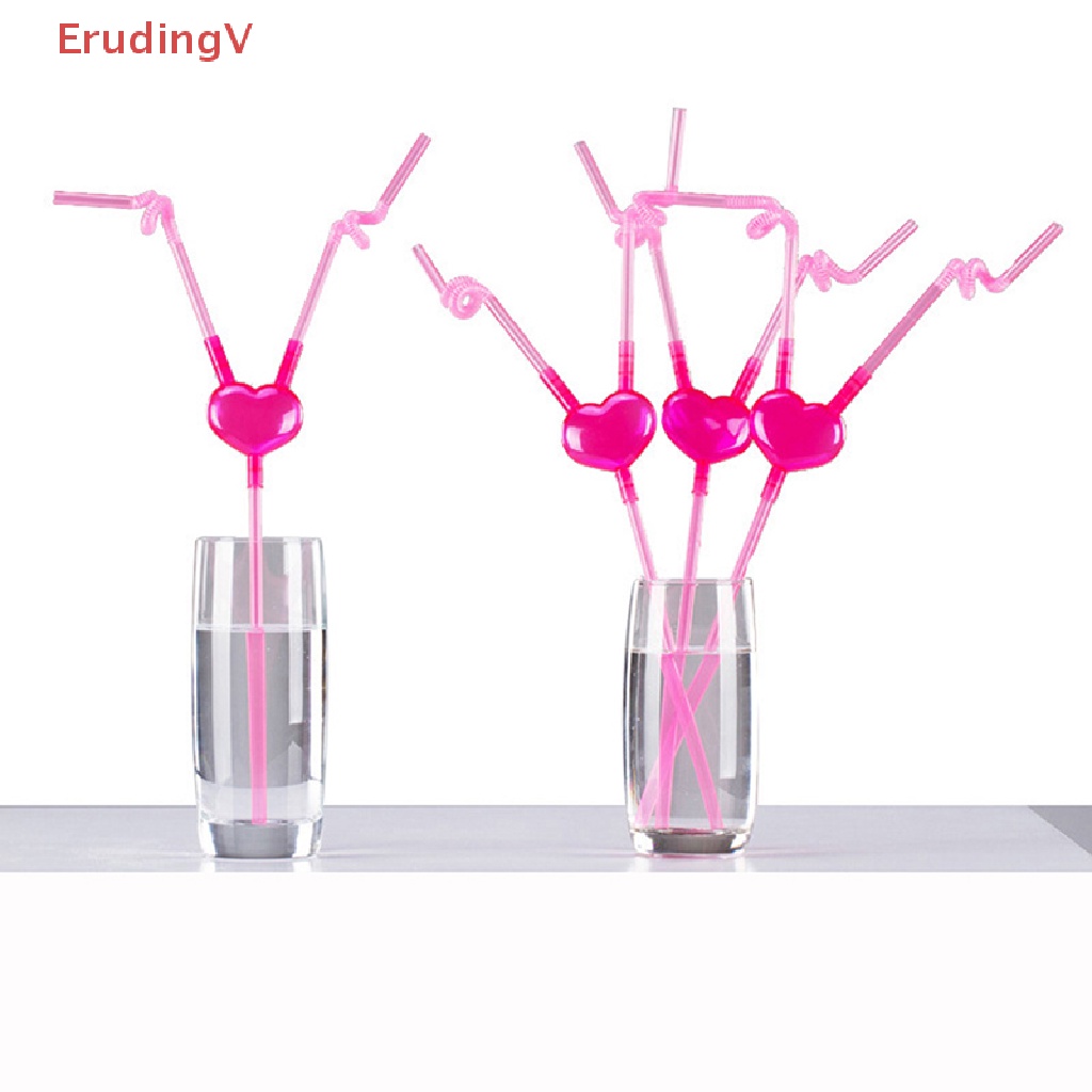 [ErudingV] Ống Hút Đôi Hình Trái Tim Độc Đáo Linh Hoạt Cho Quán Bar [Mới]