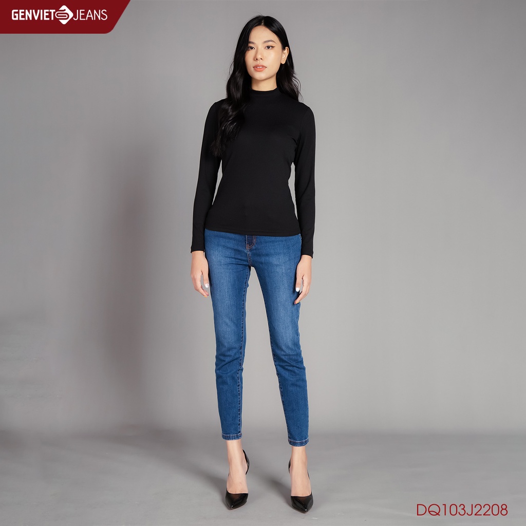 Quần Jeans Nữ Trơn Dáng Ôm Skinny Chất Bò Mềm Cao Cấp Basic DQ103J2208,, GENVIET