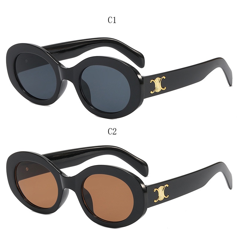 Kính Mát Hình Oval Chống Tia Cực Tím Phong Cách Retro Thời Trang Cho Nam Nữ