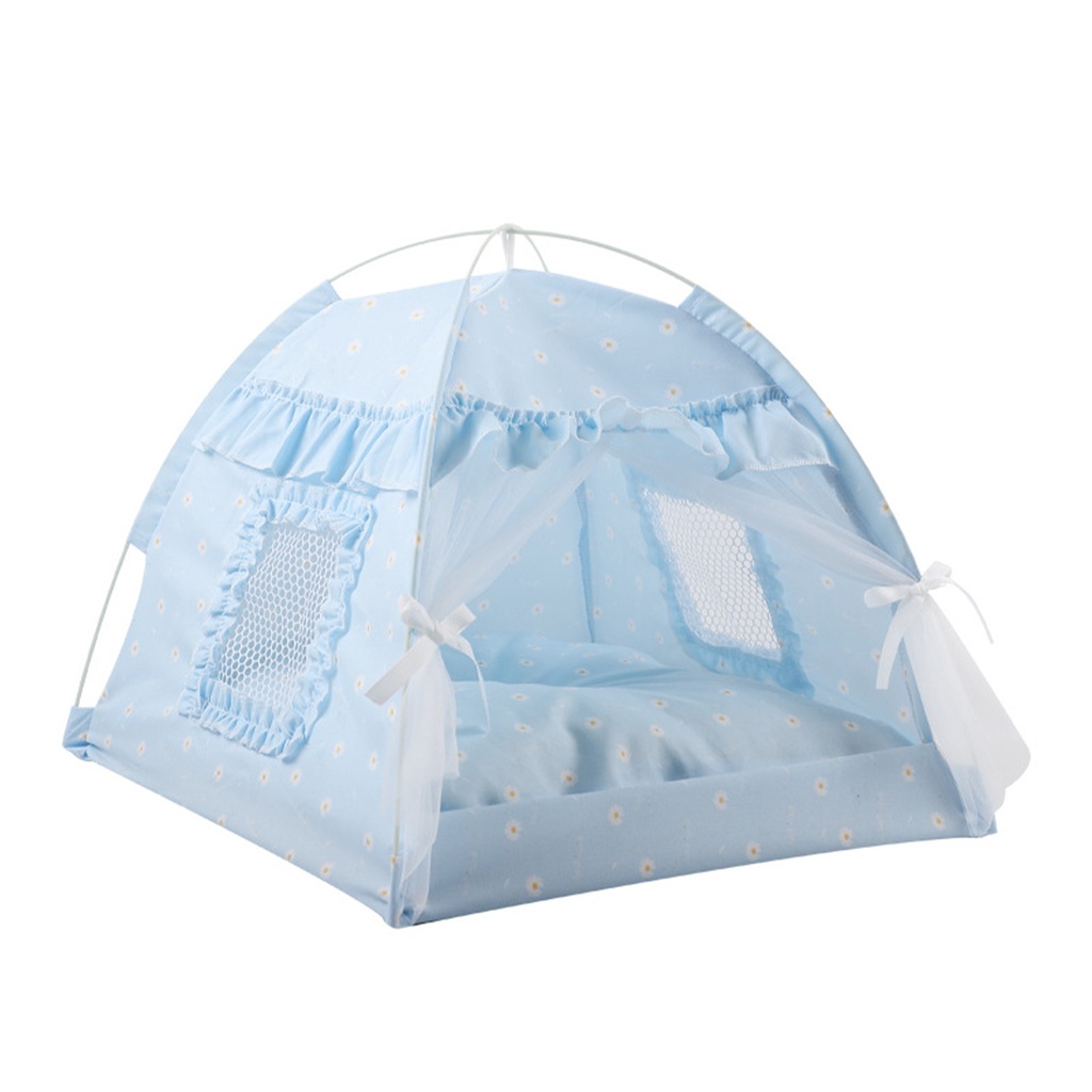 Elsabell Cat Tent House Bán khép kín Có thể gập lại Thông gió Gạc Rèm Di động Mùa hè Vật nuôi Lều Nest cho Pet Dog