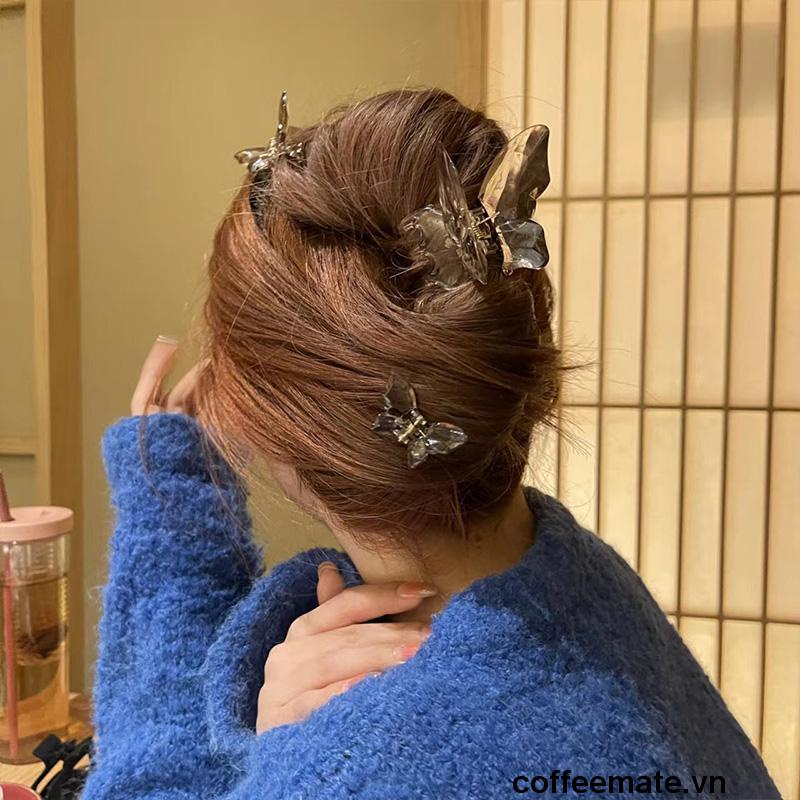 【coffeemate】⚡ Kẹp Tóc Càng Cua Cỡ Lớn Hình Bướm Màu Sáng Thời Trang Mùa Hè Hàn Quốc Cho Nữ