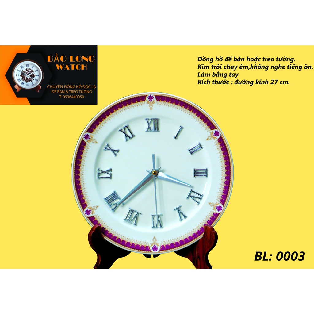 ĐỒNG HỒ GỐM ĐỂ BÀN, TREO TƯỜNG(kèm kệ gỗ)