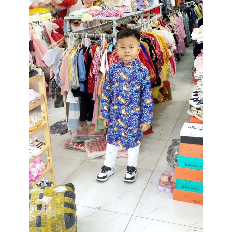 Áo dài lụa trai ( không kèm quần ) cho bé 10-20kg