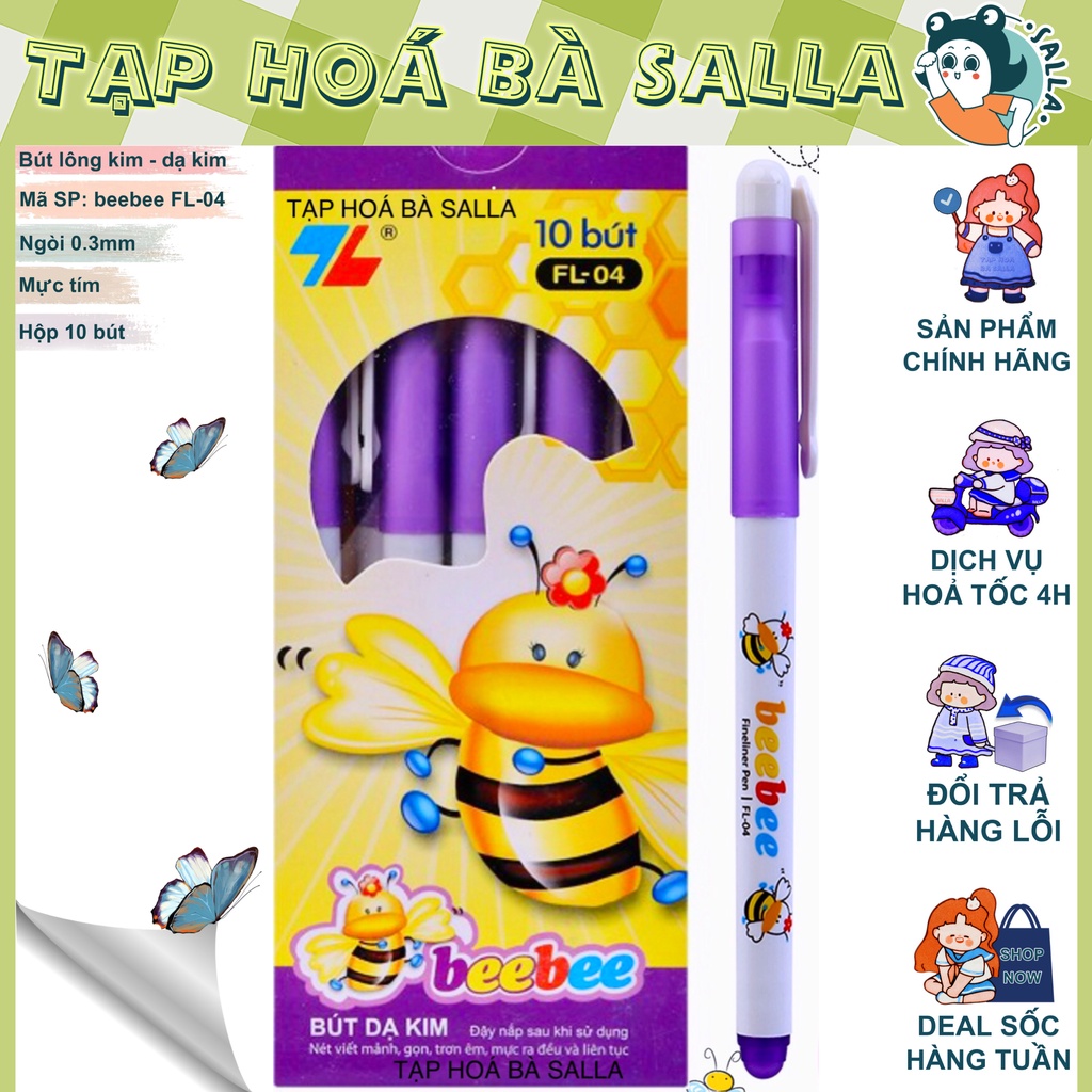 Hộp 10 Bút Dạ Kim - Bút lông kim TL - FL04 Beebee Màu Tím
