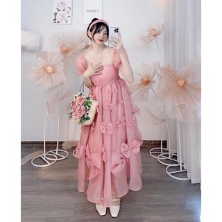 Váy nơ tay bồng