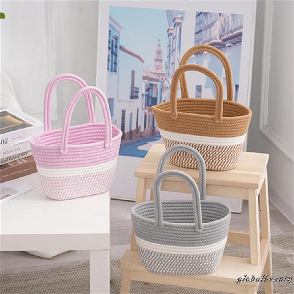 Túi Tote Dệt Màu Sắc Tương Phản Sức Chứa Lớn Có Thể Tái Sử Dụng