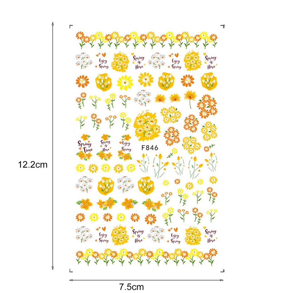 Miếng Dán Trang Trí Móng Tay Tự Dính Họa Tiết Hoa Nhiều Kiểu Xinh Xắn