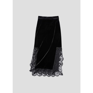 𝗛𝗮̀𝗻𝗴 𝗰𝗵𝗶́𝗻𝗵 𝗵𝗮̃𝗻𝗴 Chân váy midi nhung phối ren xẻ tà - O.N WORKSHOP