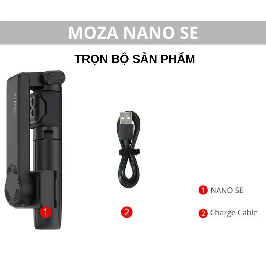 Tay cầm chống rung Moza Nano SE - Gimbal chống rung điện thoại trục cuộn có remote Bluetooth điều khiển từ xa