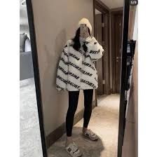 Áo khoác lông nam nữ Balen chữ sọc chéo áo khoá zip kéo bo ống lót gió dày dặn cao cấp