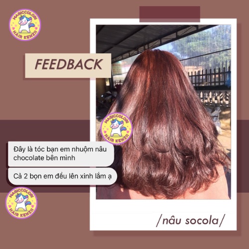 Thuốc Nhuộm Tóc Màu NÂU SOCOLA - NÂU CHOCOLATE Không Tẩy Tặng Oxi Găng Tay Mũ Chùm KENZII