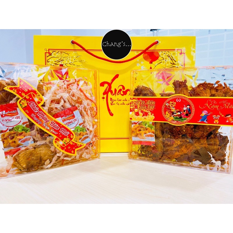 Túi đựng bánh kẹo mứt khô bò, khô gà, khô mực làm quà Tết sang trọng lịch sự Chang’s Food