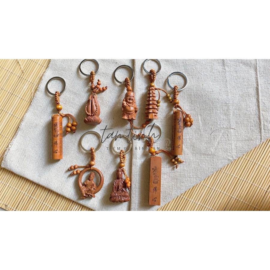 Móc Khóa Gỗ Phật Giáo Bình An May Mắn