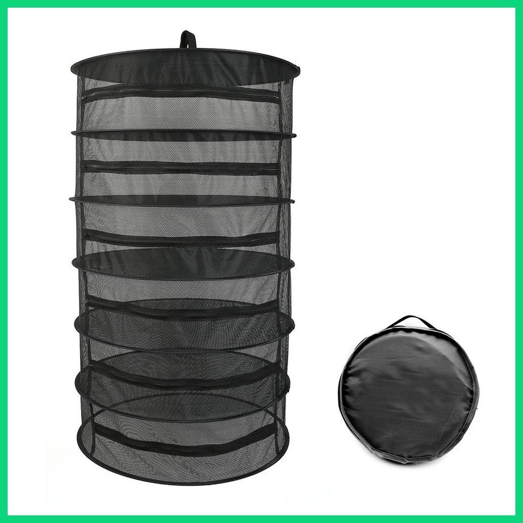 Túi Lưới Phơi Khô Thảo Dược 6 Tầng Có Khóa Kéo Màu Đen