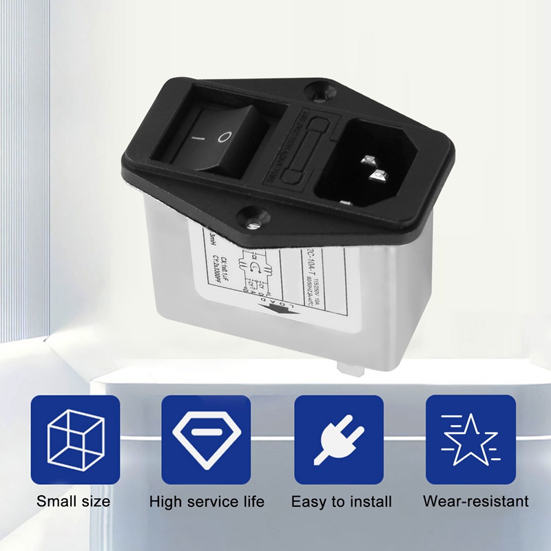Solder Lug Terminals IEC 320 C14 EMI Filter + Boat Switch + Fuse Holder