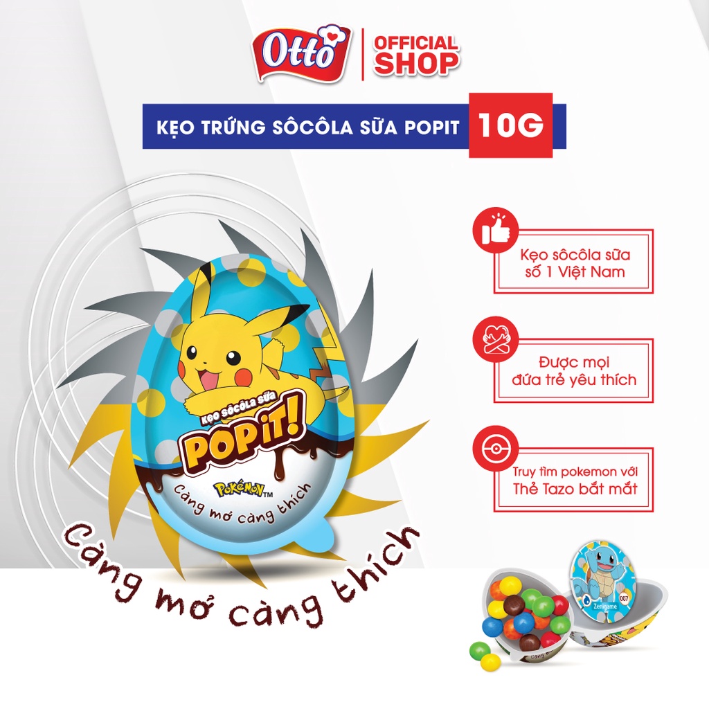 [DATE 03/2024] CHÍNH HÃNG Combo 12 trứng Kẹo trứng Chocolate Sữa POPIT 240 Pokemon Phạm Nguyên
