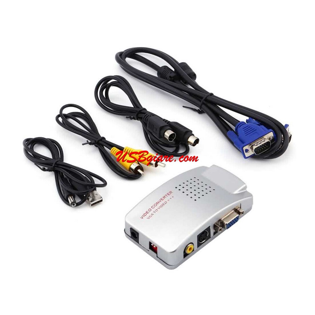 Dây cáp bộ chuyển đổi VGA ra AV - máy tính laptop cổng VGa sang AV / Svideo màn hình Tivi
