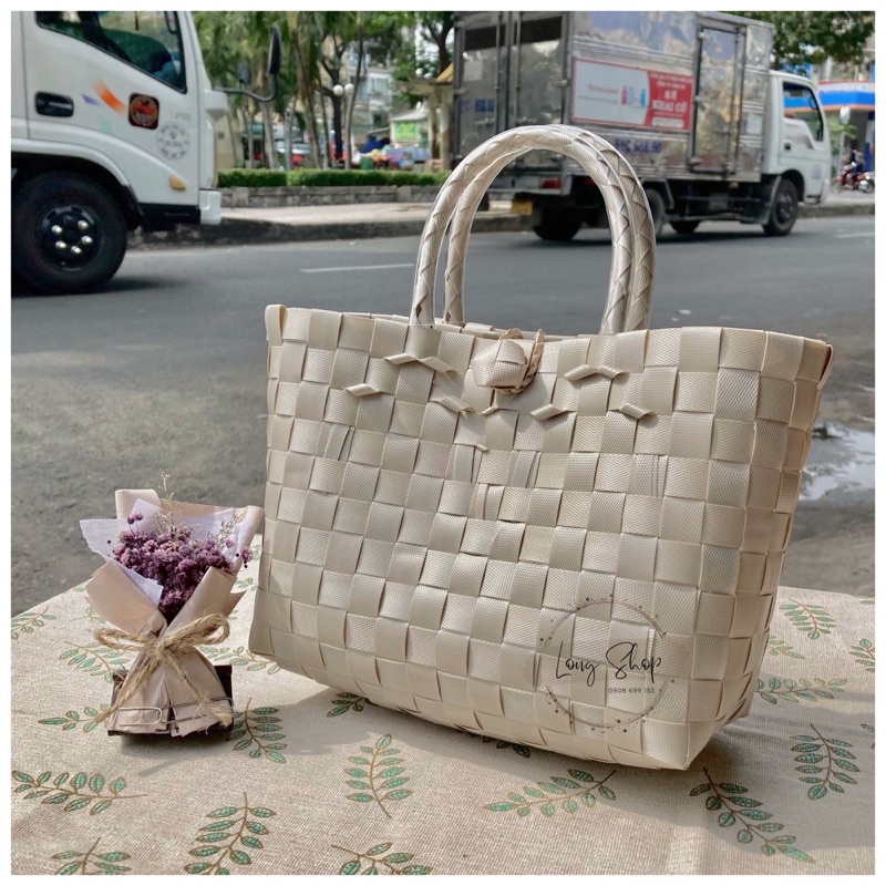 Túi xách đan tay -  Size 6 bé  - Làn nhựa