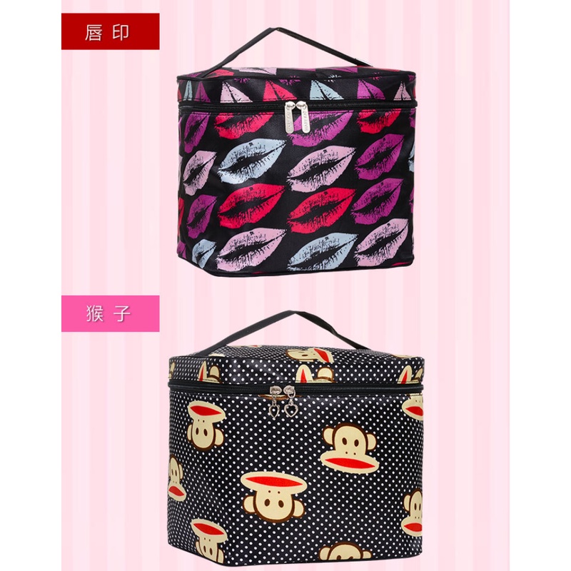 Túi Đựng Mỹ Phẩm Hình Vuông Bằng Vải Nỉ Dày Dặn Họa Tiết Hoạt Hình Dễ Thương