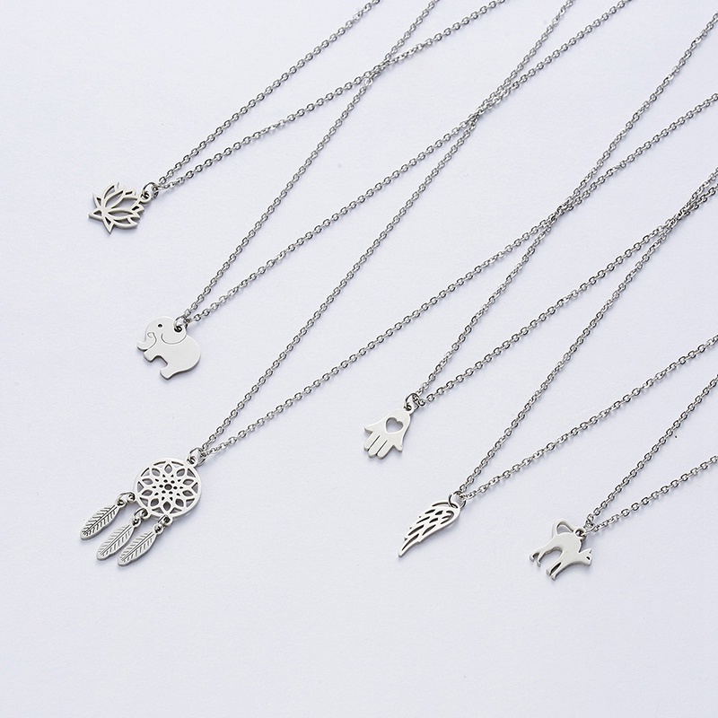 Fancyqube Vòng cổ Mặt Dreamcatcher / Voi / Mèo / Thiên Thần Bằng Thép Không Gỉ Thời Trang Cho Nữ