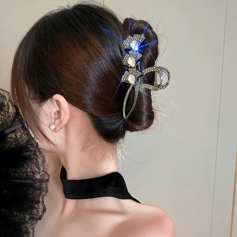Kẹp Tóc Kim Loại Hình Lá Đính Đá Thời Trang Cho Nữ CHLINS