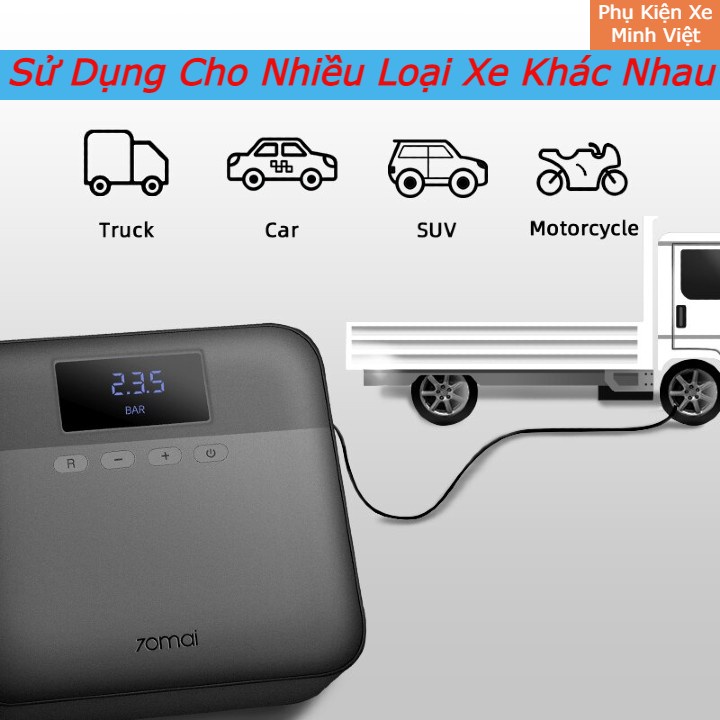 Bơm ô tô Xiaomi 70mai Midrive TP03 [CHÍNH HÃNG] bơm điện đa năng áp suất lớn, tự động ngắt khi áp suất đủ