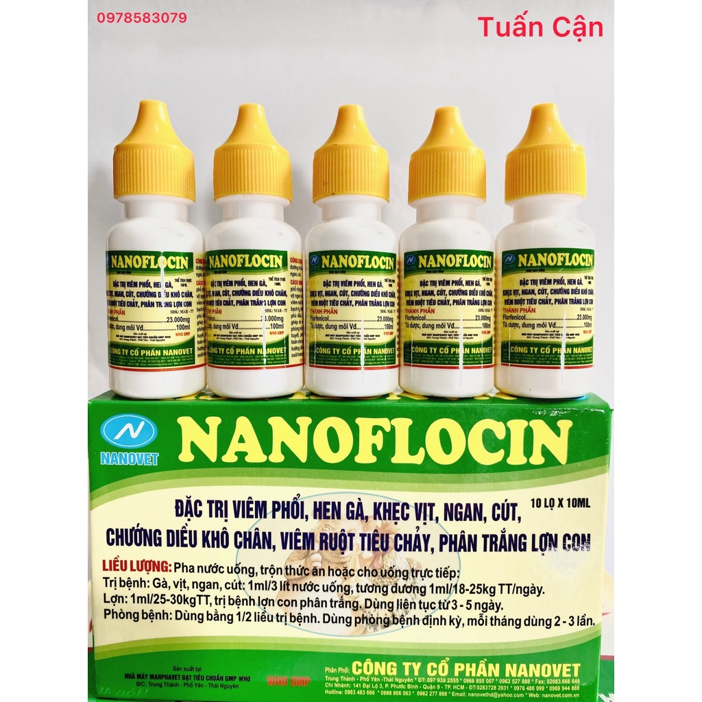 NanoFlocin- NanoFlocin+Hepa Gold100G Hen khec, kho khè, phan xanh, phan trăng, dung trong thu y
