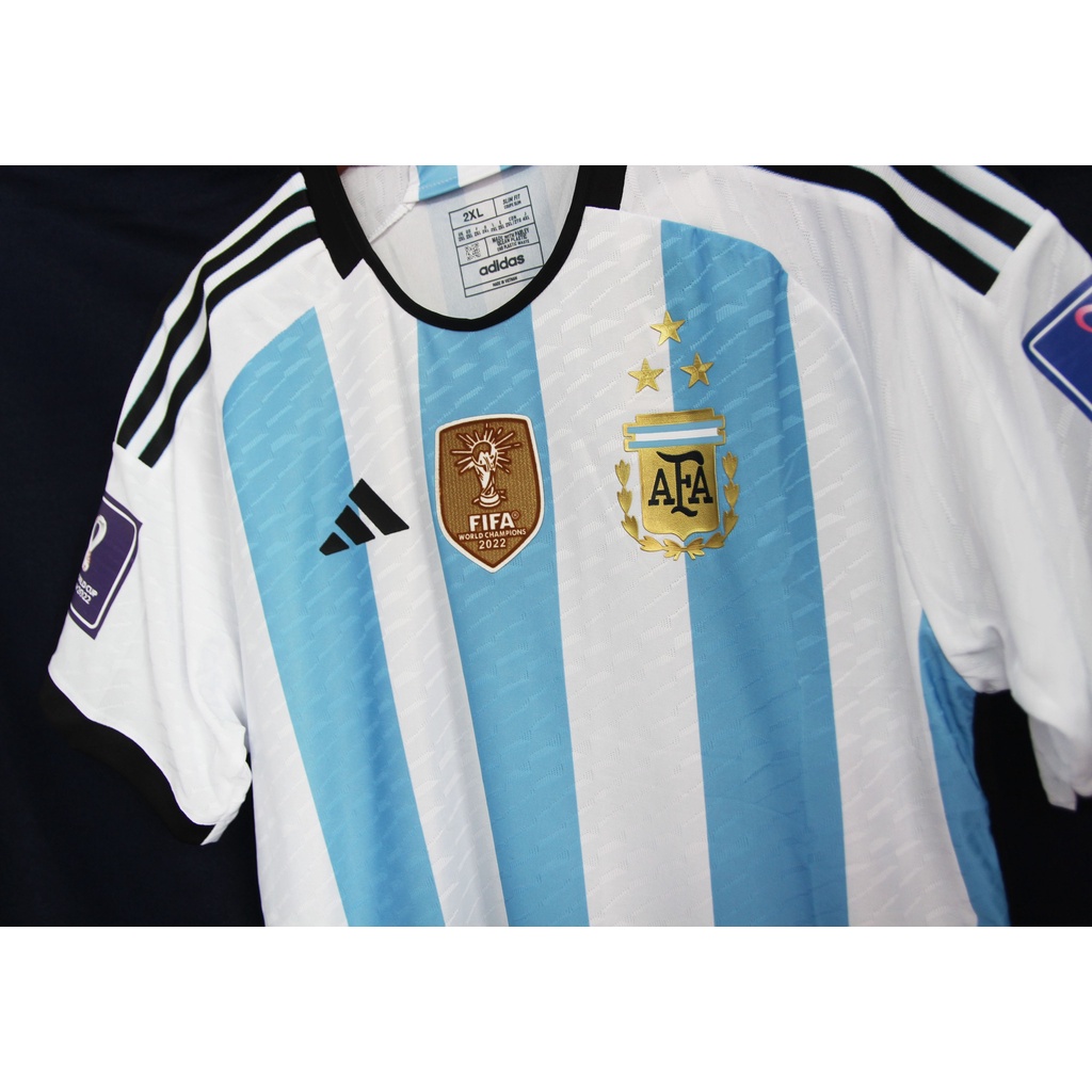Bộ quần áo bóng đá Argentina 3 sao vô địch WC 2022 - Bản Player - Trắng Xanh sân nhà
