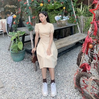 Đầm kaki hở eo