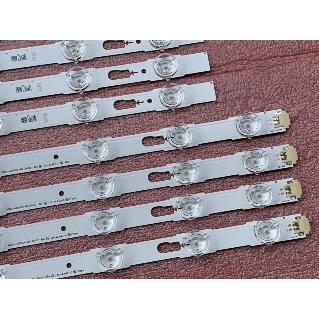 THANH LED TIVI SAMSUNG 43KU6000 43MU6100 43MU6150 HÀNG ZIN HÃNG MỚI 100% BỘ 4 THANH 7 BÓNG VÀ 4 THANH 5 BÓNG MỖI BÓNG 3V