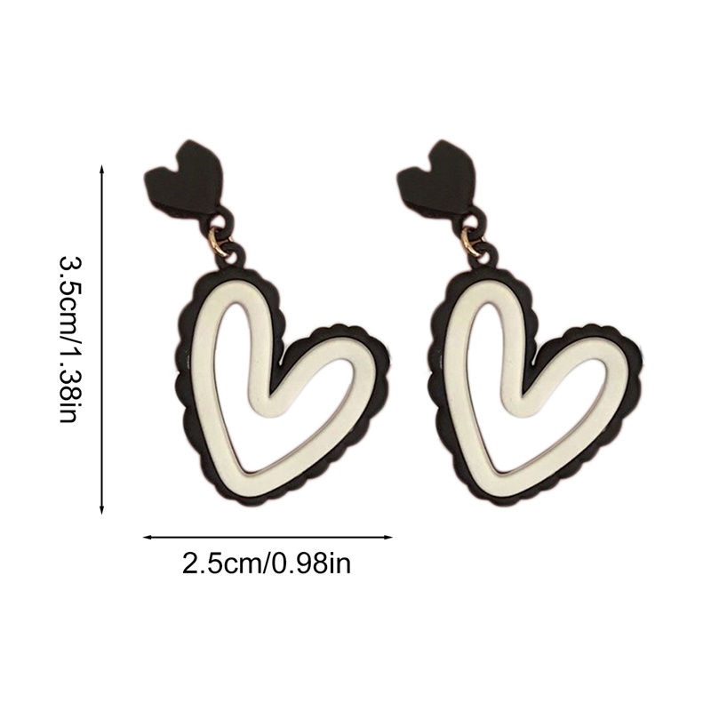Khuyên Tai Hình Trái Tim Rỗng Màu Trắng Đen Phong Cách Hàn Quốc Dễ Thương Dành Cho Bạn Nữ