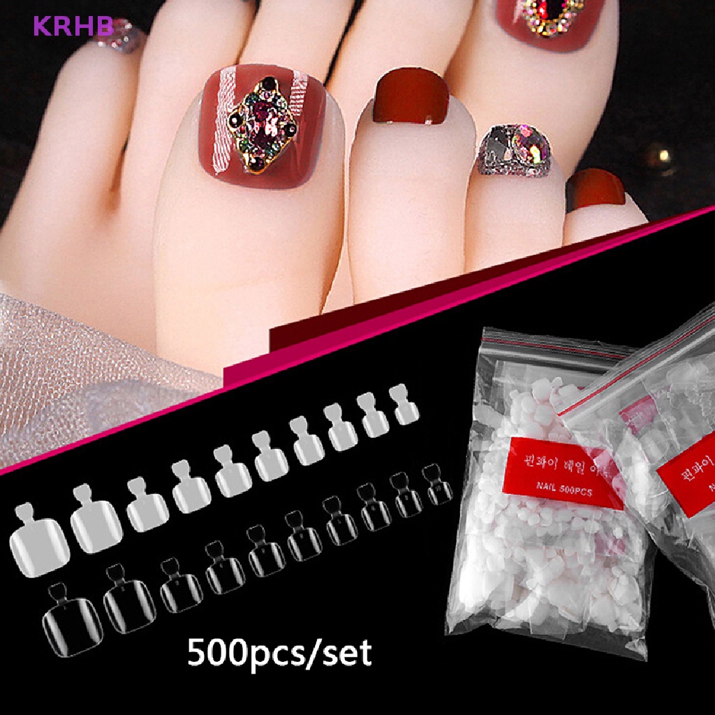 Set 500 Móng Chân Giả Bằng Acrylic Trong Suốt Mới