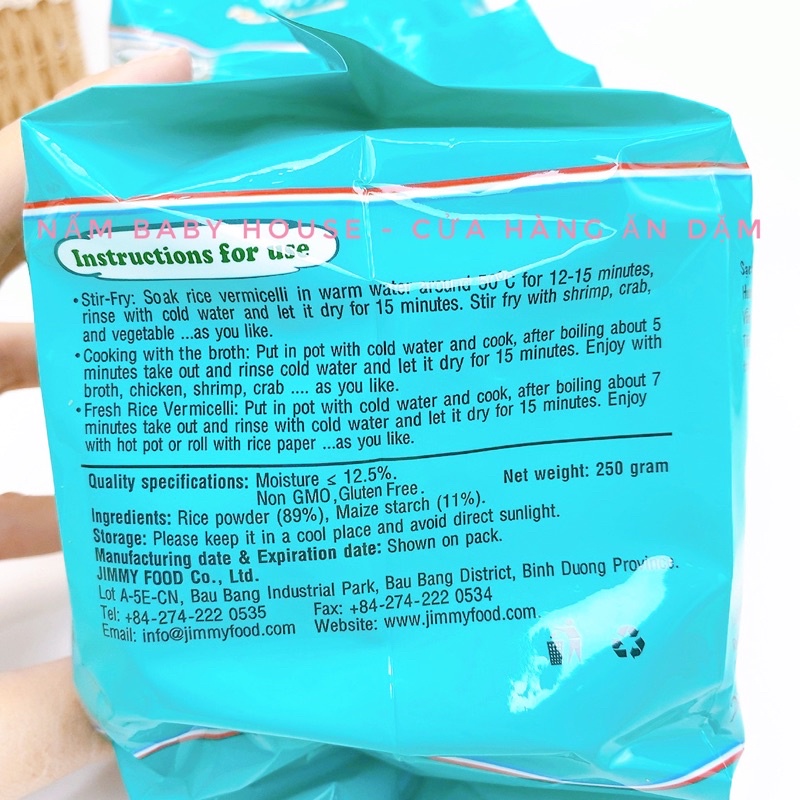 Bún gạo / gạo lứt JIMMY 250gr - bún tươi, bún riêu, bún măng