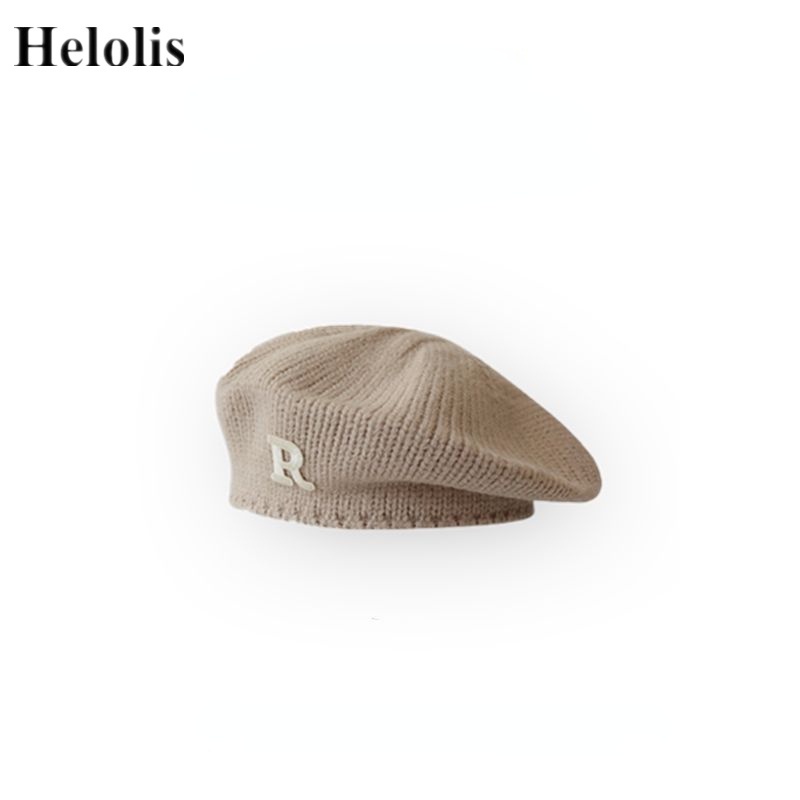 Mũ Beret Len Dệt Kim In Chữ R Thời Trang