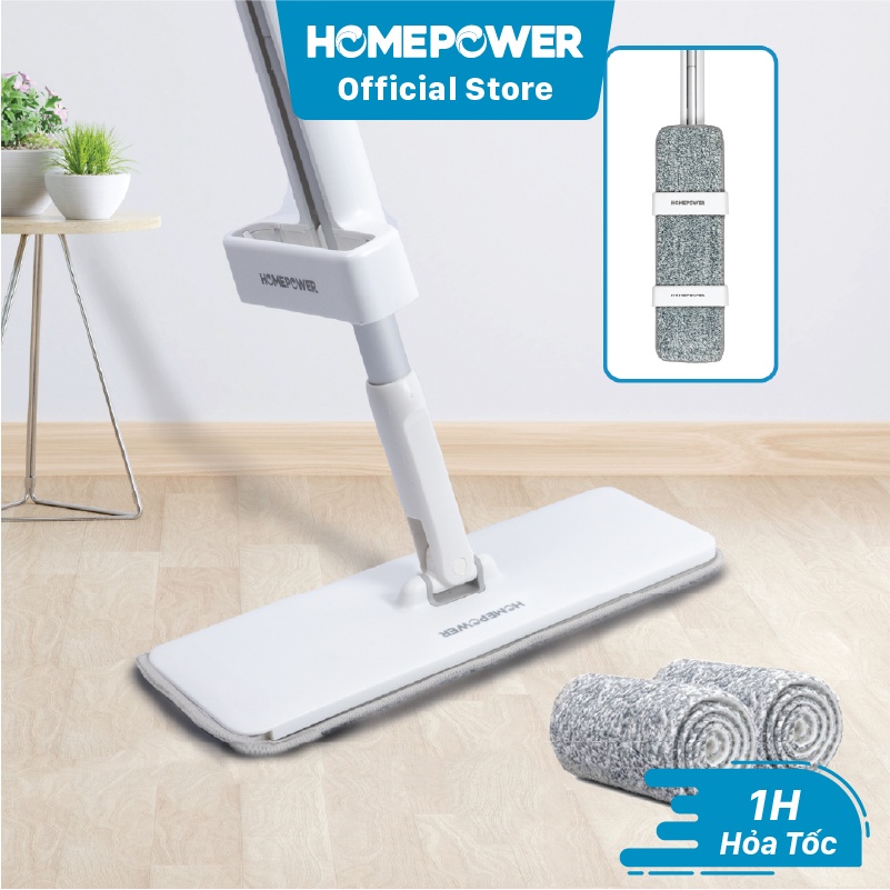 Cây Lau Nhà Tự Vắt 360 Độ Homepower CS-01, Chổi Lau Nhà Thân Nhôm Sang Trọng, Cao Cấp, Bông Lau Microfiber Siêu Thấm Hút