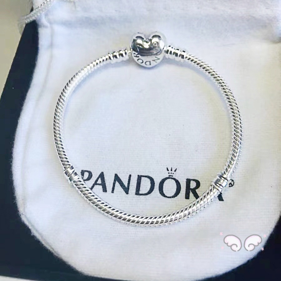 PANDORA Vòng Tay Mạ Bạc 925 Mặt Trái Tim Xinh Xắn Cho Nữ