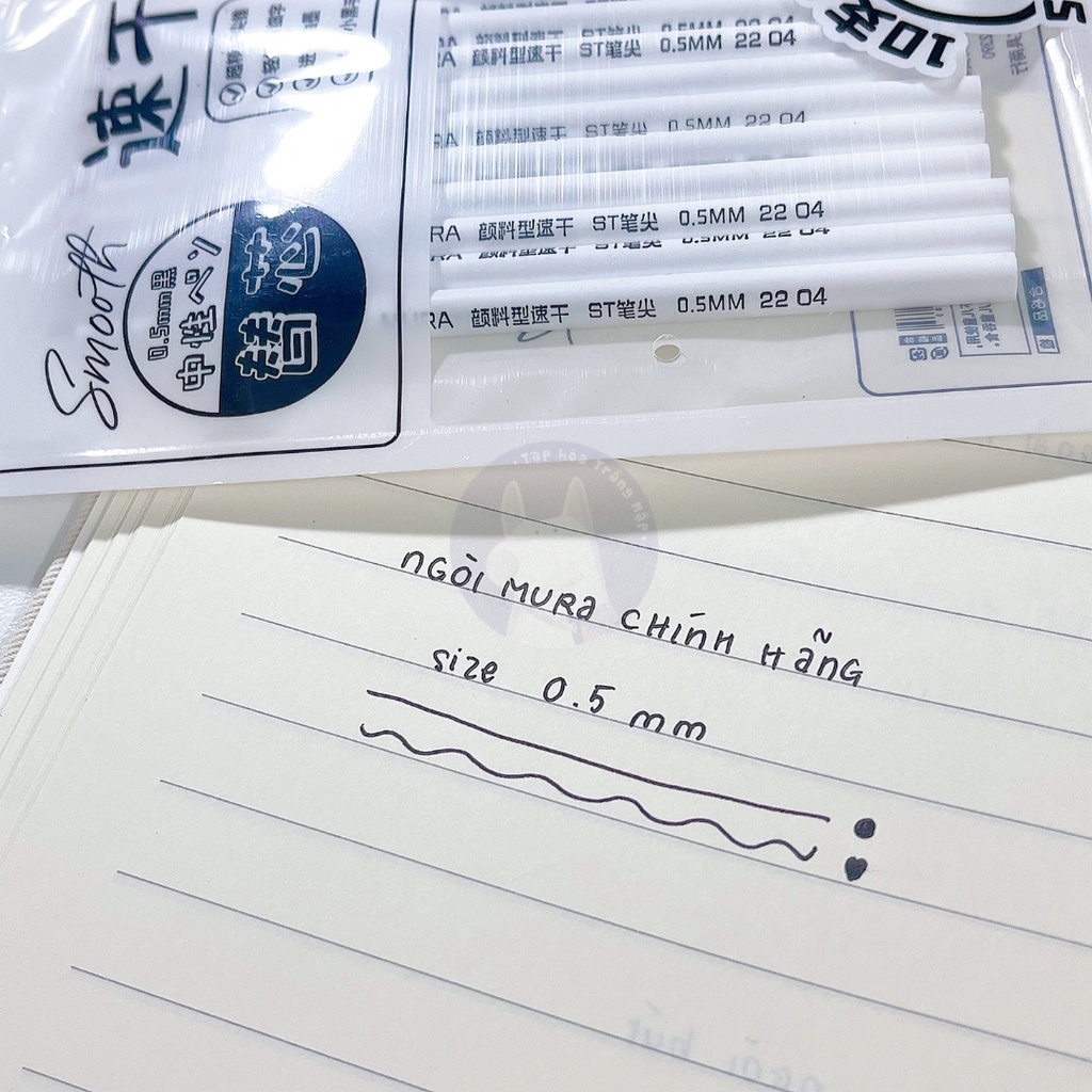1 Ngòi bút Mura 0.5mm chính hãng, mực đen khô nhanh, ruột bút gel thay thế ra mực đều đẹp