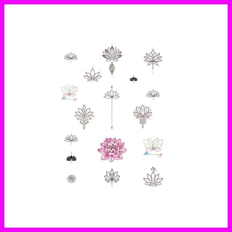 1 Bộ 1 Bộ 17 Mẫu Hình Xăm Dán Tạm Thời Chống Nước Lâu Trôi Hình Hoa Sen / Hổ / Sẹo Cho Nữ