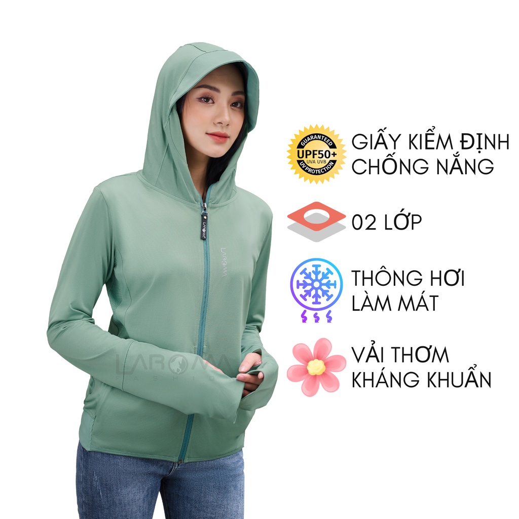 LAROMA Áo chống nắng nữ 2 lớp UPF50+ | Làm mát | Vải thơm | Kháng khuẩn