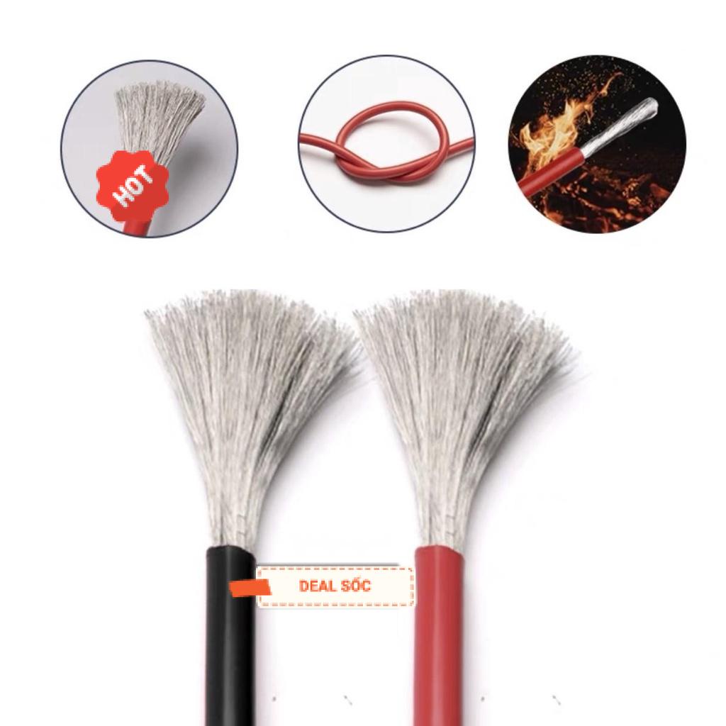 Cuộn 5m dây Silicon dẻo nhiều kích thước, chống cháy UL3239 Chịu nhiệt chịu dòng cao.