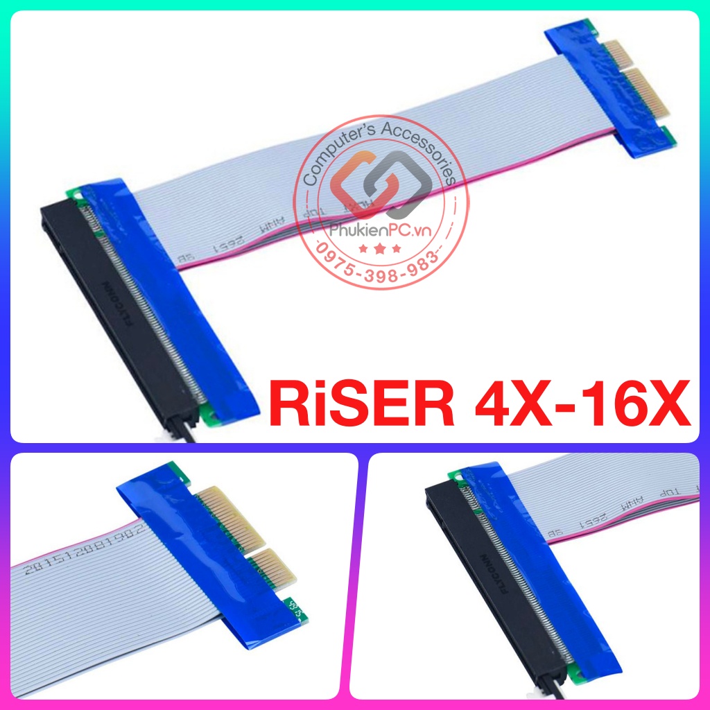 Dây riser PCI-E chuyển đổi 4X sang 16X cho Server Máy chủ, Workstation, PC, máy tính đồng bộ Card VGA, LAN, RAID