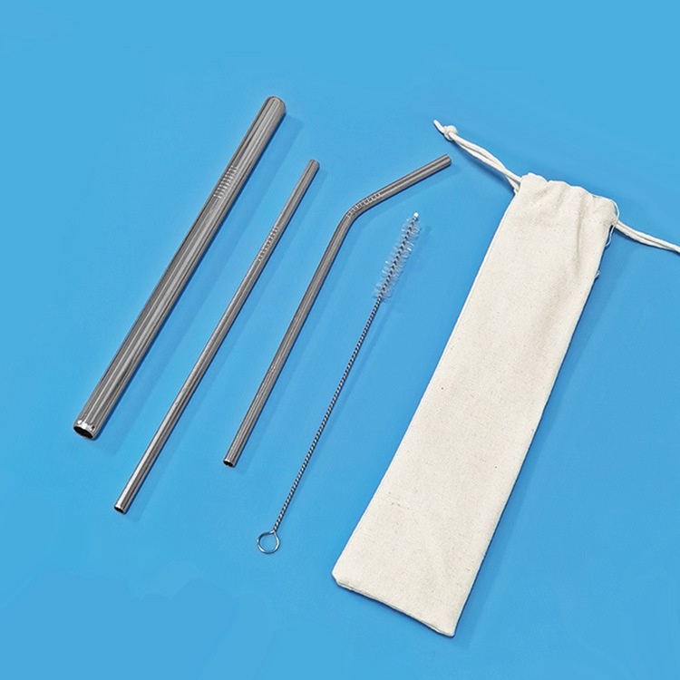 Set 3 Ống Hút Dài Inox 304 Đủ Size Kèm Chổi Cọ Rửa Và Túi Dây Rút