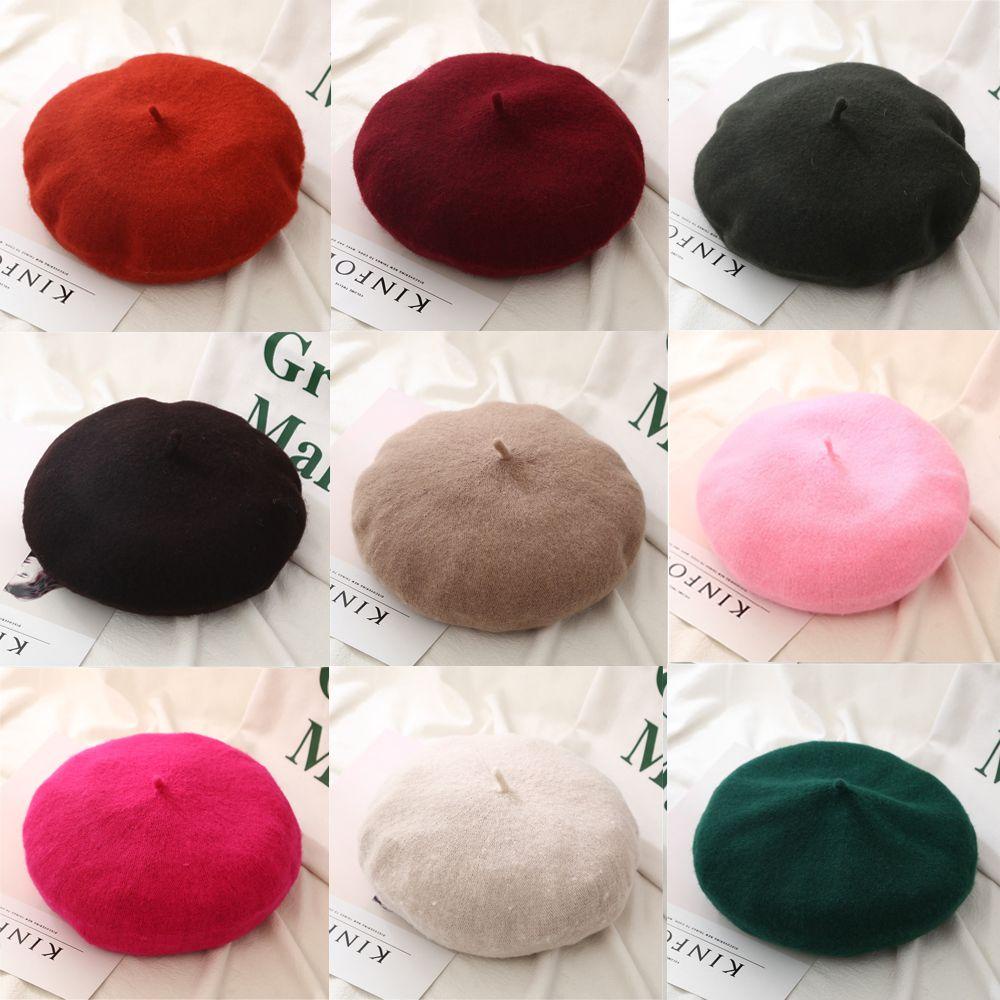 Mũ beret vải nỉ màu trơn phong cách Pháp cho nữ