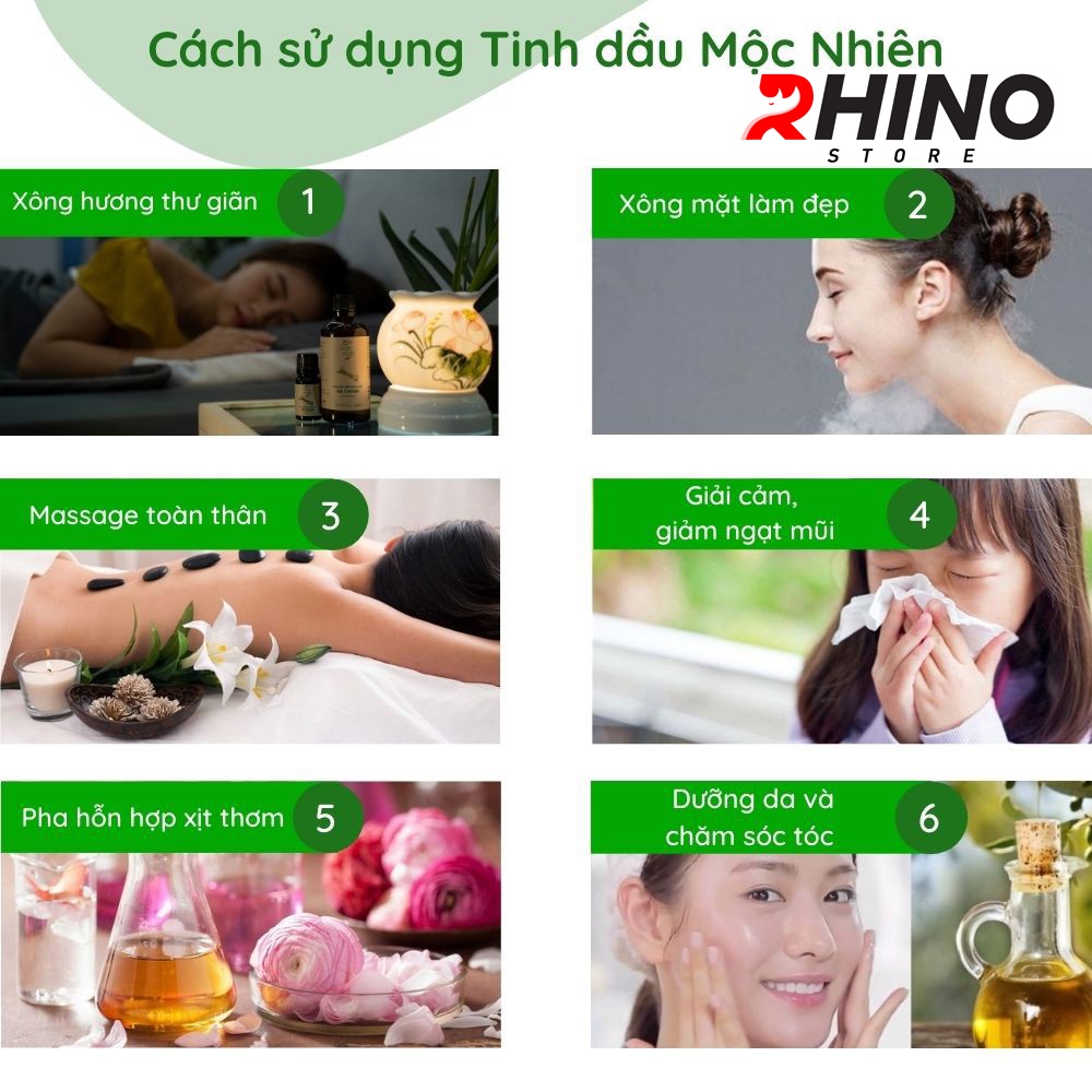 Tinh dầu Nhà Mộc nguyên chất Rhino T101 có kiểm định, treo xe, kẹp điều hòa: 10ml