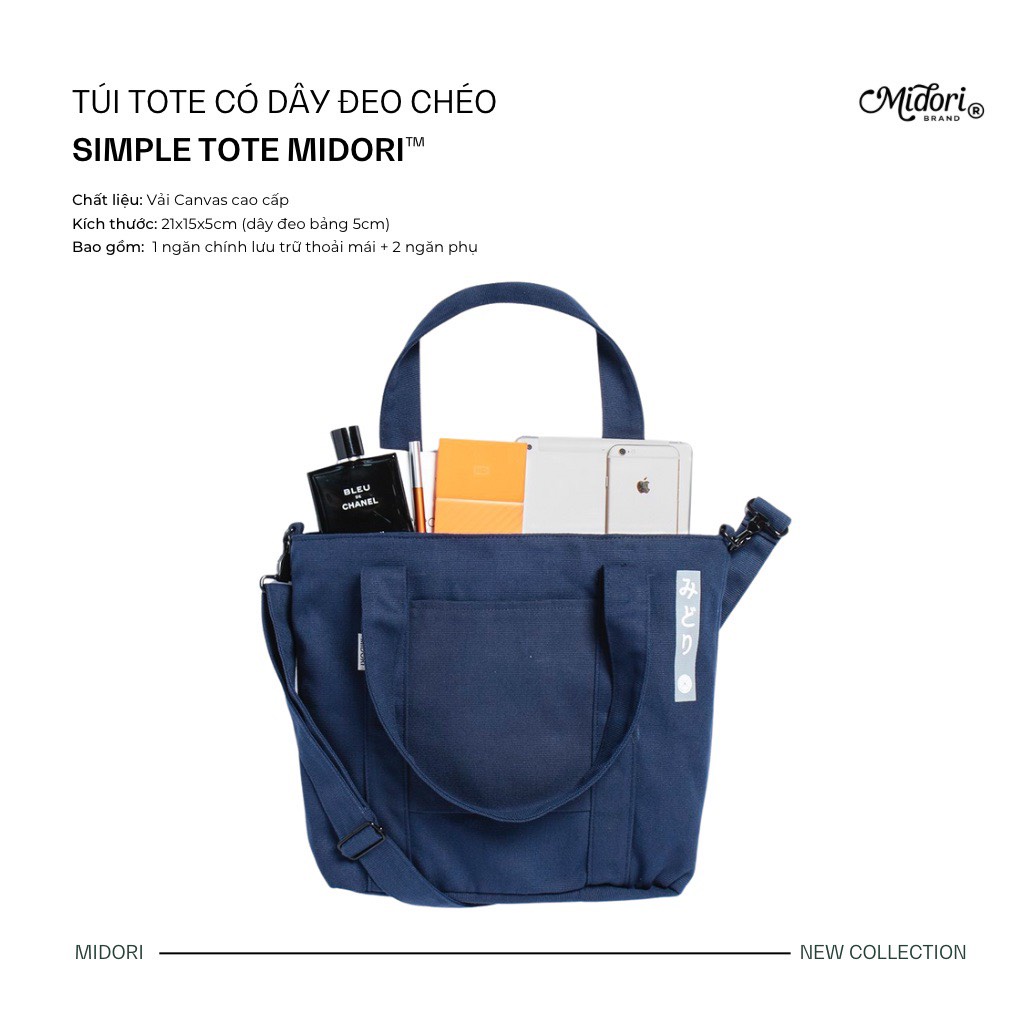 Túi Tote có dây đeo chéo Loại Lớn Simple Local Brand Mi Midori