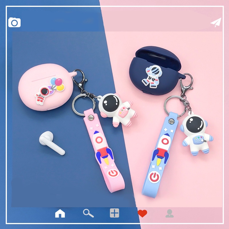 Vỏ Bảo Vệ Hộp Sạc Tai Nghe xiaomi redmi buds 3Lite redmi buds 3 lite Bằng Silicon Họa Tiết Hoạt Hình Chú Thỏ / Phi Hành Gia Dễ