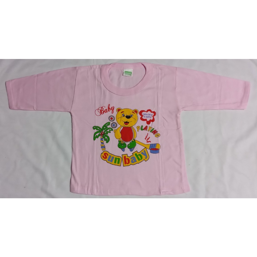 Áo cổ bo tay dài màu sơ sinh 100% cotton